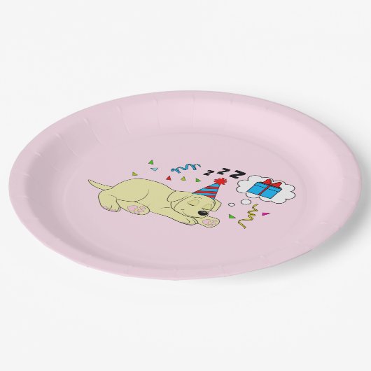 Gelbes Labrador Pappteller (Schrägansicht)