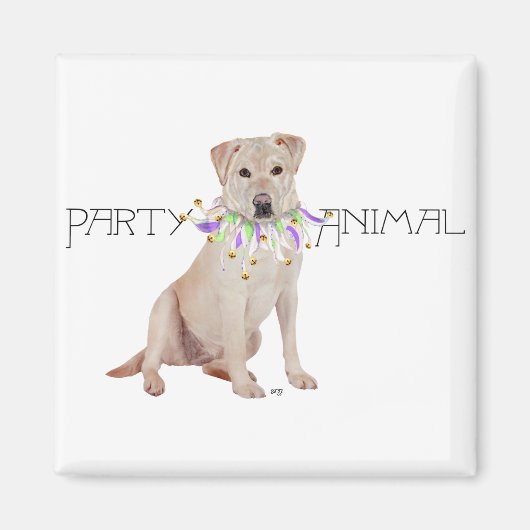 Gelbes Labrador-Party Tier Magnet (Vorne)