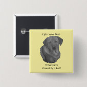 gelbes Labrador Retreider Hundportrait Spaß Slogan Button (Vorne & Hinten)