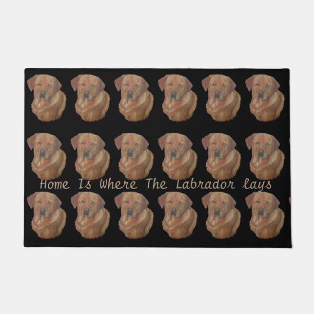 gelbes Labrador Retreider Hundportrait Spaß Slogan Fußmatte (Vorderseite)