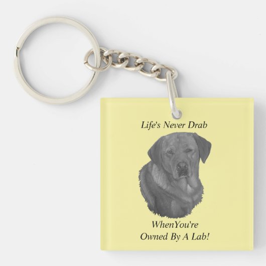 gelbes Labrador Retreider Hundportrait Spaß Slogan Schlüsselanhänger (Vorderseite)