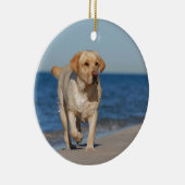 Gelbes Labrador Retriever am Strand Keramikornament (Rechts)