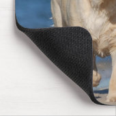 Gelbes Labrador Retriever am Strand Mousepad (Ecke)