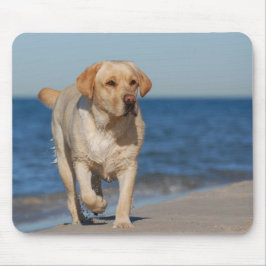Gelbes Labrador Retriever am Strand Mousepad