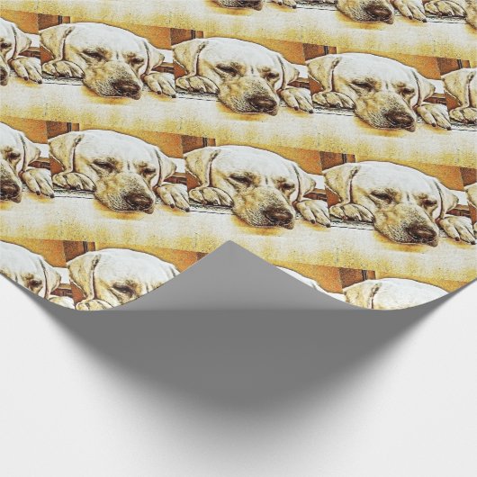Gelbes Labrador retriever auf Tür Geschenkpapier (Ecke)
