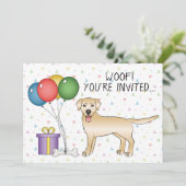 Gelbes Labrador Retriever Cartoon Dog - Geburtstag Einladung (Stehend Vorderseite)