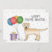 Gelbes Labrador Retriever Cartoon Dog - Geburtstag Einladung (Vorne/Hinten)