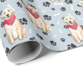 Gelbes Labrador Retriever Dog Paw Print Geschenkpapier (Rolleneckpunkt)