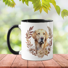 Gelbes Labrador Retriever Herbstkranz Tasse