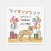 Gelbes Labrador Retriever Hund farbenfrohe Geburt Serviette (Vorderseite)