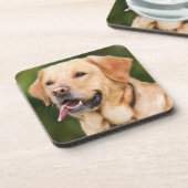 Gelbes Labrador Retriever Hund - Labrador Getränkeuntersetzer (Linke Seite)