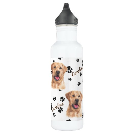 Gelbes Labrador Retriever Hund Pawprint Edelstahlflasche (Rechts)