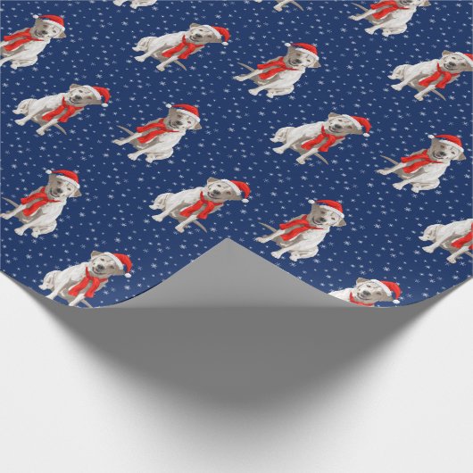 Gelbes Labrador Retriever in der Weihnachtsmannmüt Geschenkpapier (Ecke)