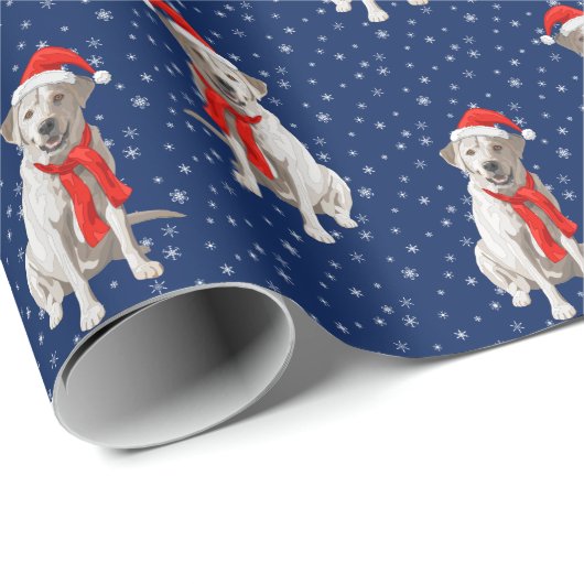 Gelbes Labrador Retriever in der Weihnachtsmannmüt Geschenkpapier (Rolleneckpunkt)