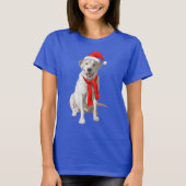 Gelbes Labrador Retriever in der Weihnachtsmannmüt T-Shirt (Vorderseite)