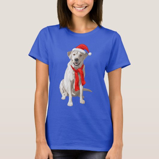 Gelbes Labrador Retriever in der Weihnachtsmannmüt T-Shirt (Vorderseite)