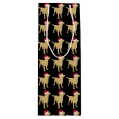 Gelbes Labrador Retriever in festlich roter Weihna Geschenktüte Für Weinflaschen (Vorderseite)
