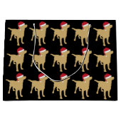 Gelbes Labrador Retriever in roter Weihnachtsmannm Große Geschenktüte (Vorderseite)