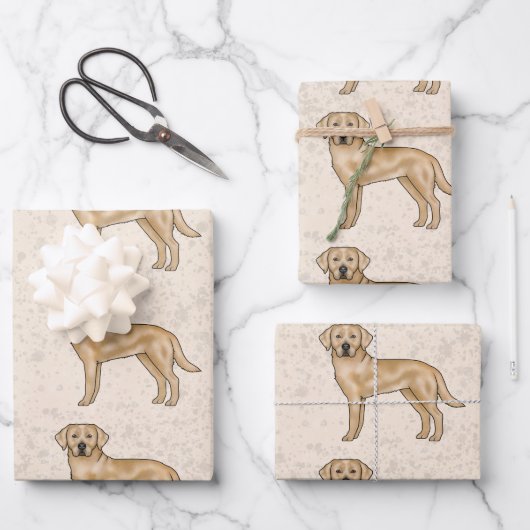 Gelbes Labrador Retriever Labrador Hundeschema Bei Geschenkpapier Set (Vorderseite)
