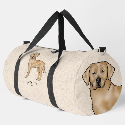 Gelbes Labrador Retriever Niedlicher Cartoon Labra Duffle Bag (Linke Ecke)