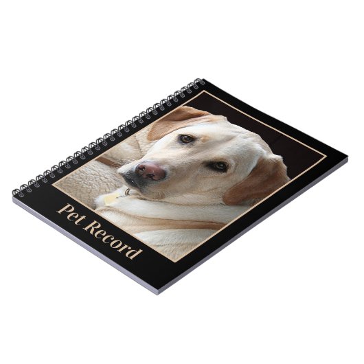 Gelbes Labrador Retriever Pet Record Notizblock (Linke Seite)