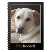 Gelbes Labrador Retriever Pet Record Notizblock (Vorderseite)