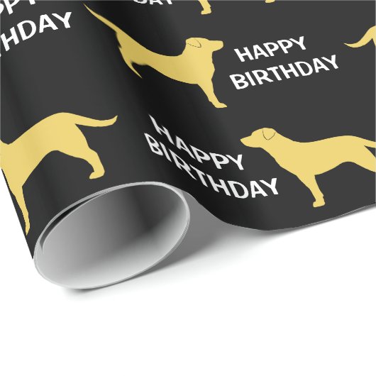 Gelbes Labrador-Retriever-Silhouette-Muster Geschenkpapier (Rolleneckpunkt)
