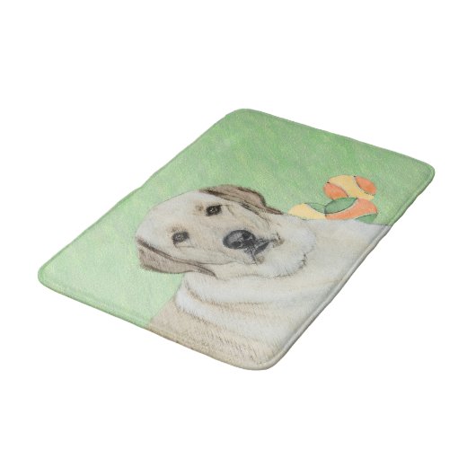 Gelbes Labrador Retriever & Tennis Balls Malerei Badematte (Schrägansicht)