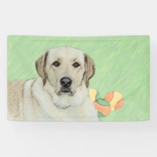 Gelbes Labrador Retriever & Tennis Balls Malerei Banner