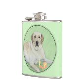 Gelbes Labrador Retriever & Tennis Balls Malerei Flachmann (Links)