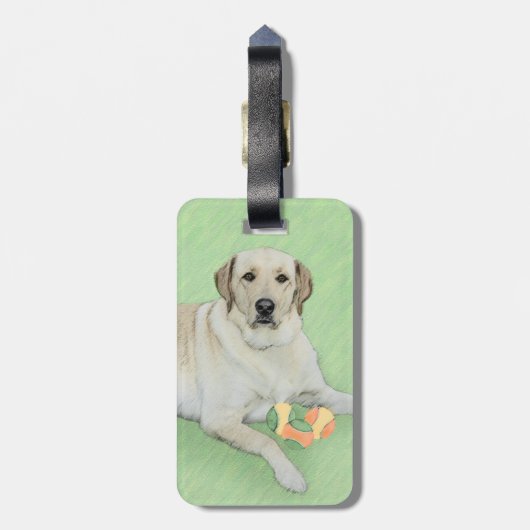 Gelbes Labrador Retriever & Tennis Balls Malerei Gepäckanhänger (Rückseite vertikal)