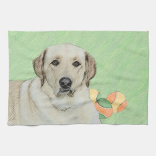 Gelbes Labrador Retriever & Tennis Balls Malerei Geschirrtuch
