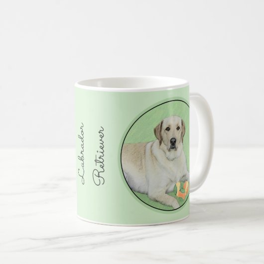 Gelbes Labrador Retriever & Tennis Balls Malerei Kaffeetasse (VorderseiteRechts)
