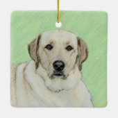 Gelbes Labrador Retriever & Tennis Balls Malerei Keramikornament (Rückseite)