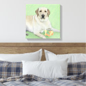Gelbes Labrador Retriever & Tennis Balls Malerei Leinwanddruck (Insitu (Schlafzimmer))