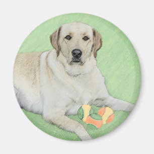 Gelbes Labrador Retriever & Tennis Balls Malerei Magnet