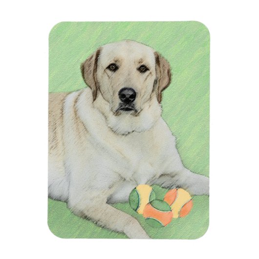 Gelbes Labrador Retriever & Tennis Balls Malerei Magnet (Vertikal)