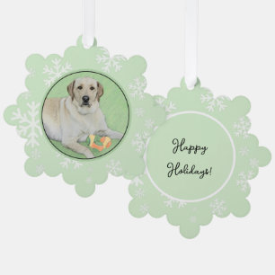 Gelbes Labrador Retriever & Tennis Balls Malerei Ornament Karte
