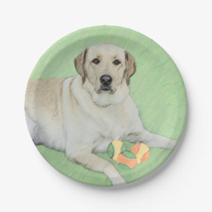 Gelbes Labrador Retriever & Tennis Balls Malerei Pappteller