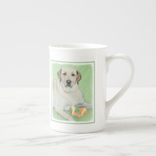 Gelbes Labrador Retriever & Tennis Balls Malerei Porzellantasse (Rechts)