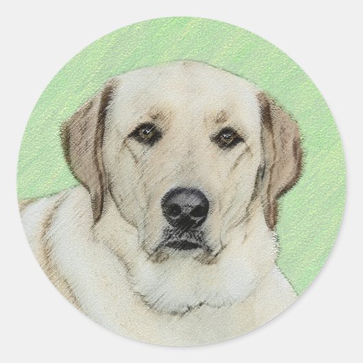 Gelbes Labrador Retriever & Tennis Balls Malerei Runder Aufkleber (Vorderseite)