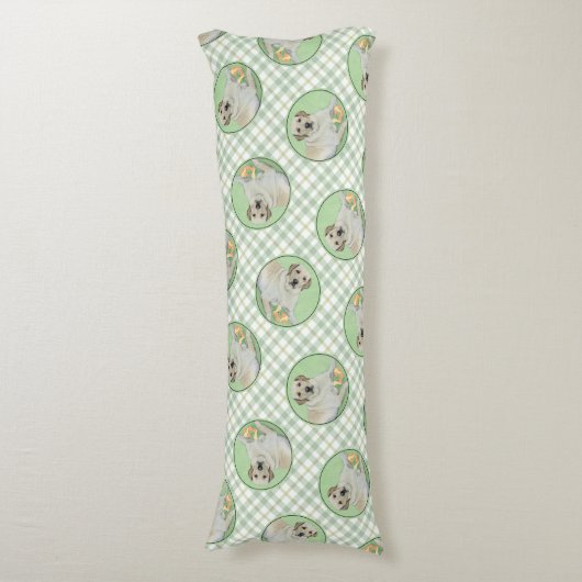 Gelbes Labrador Retriever & Tennis Balls Malerei Seitenschläferkissen (Vorderseite Vertikal)