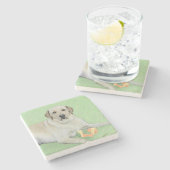 Gelbes Labrador Retriever & Tennis Balls Malerei Steinuntersetzer (Seitenansicht)