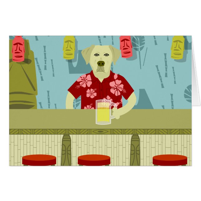 Gelbes Labrador-Retriever Tiki Bar (Vorderseite (Horizontal))