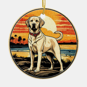 Gelbes Labrador Retriever Vintag Sunset Dog Lover Keramik Ornament