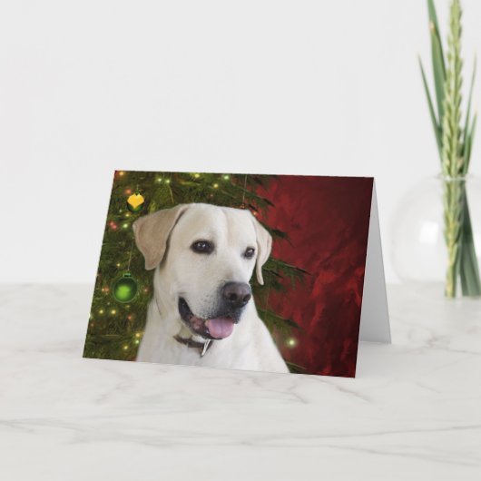 Gelbes labrador retriever-Weihnachten Feiertagskarte (Vorderseite)