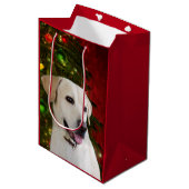 Gelbes labrador retriever-Weihnachten Mittlere Geschenktüte (Vorderseite Schrägansicht)