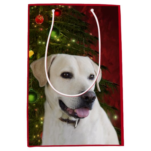 Gelbes labrador retriever-Weihnachten Mittlere Geschenktüte (Vorderseite)