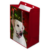 Gelbes labrador retriever-Weihnachten Mittlere Geschenktüte (Rückseite Schrägansicht)
