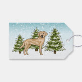 Gelbes Labrador Retriever Winter Fir Tree Forest Geschenkanhänger (Vorderseite (Horizontal))
